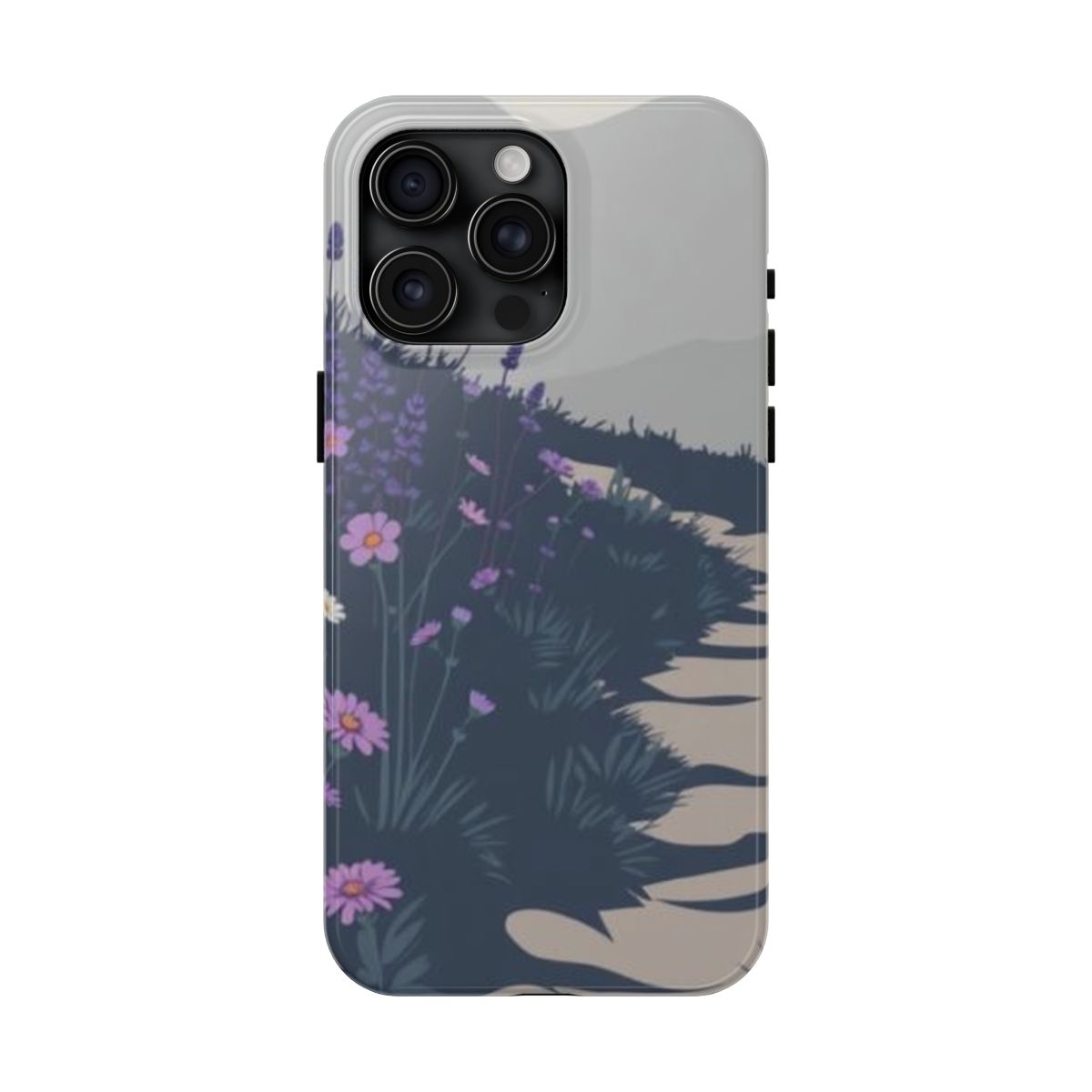Wildflower Way alpine bloom phone case, shown on iPhone 15 Pro Max