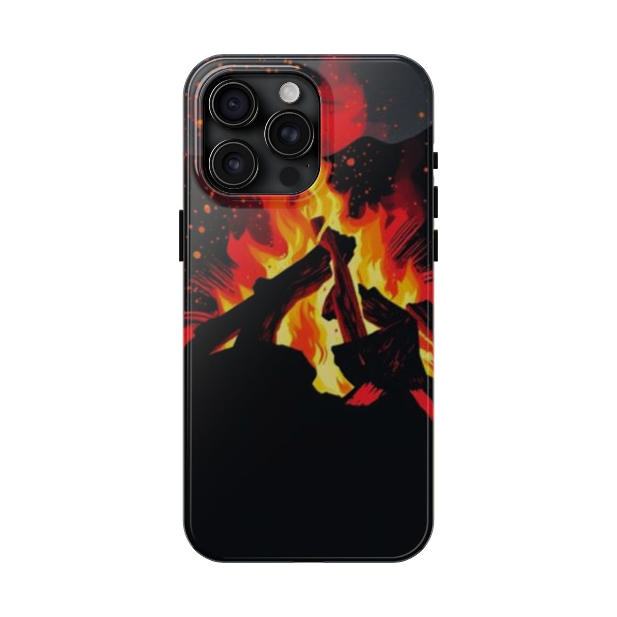 Ash Vortex campfire ember phone case, shown on iPhone 15 Pro Max