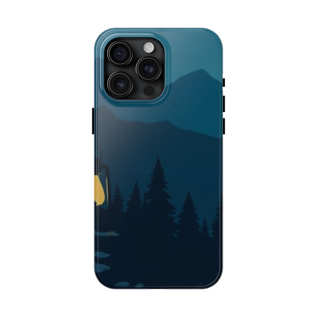 Night Watch moonlit camp phone case, shown on iPhone 15 Pro Max