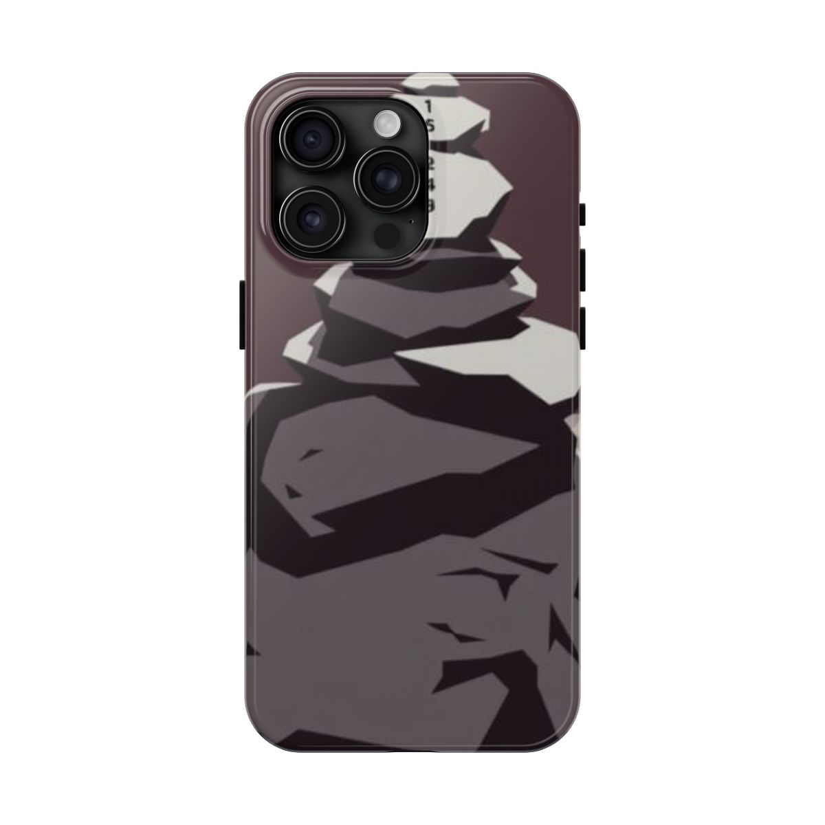 Peakfinder Cairn summit marker phone case, shown on iPhone 15 Pro Max