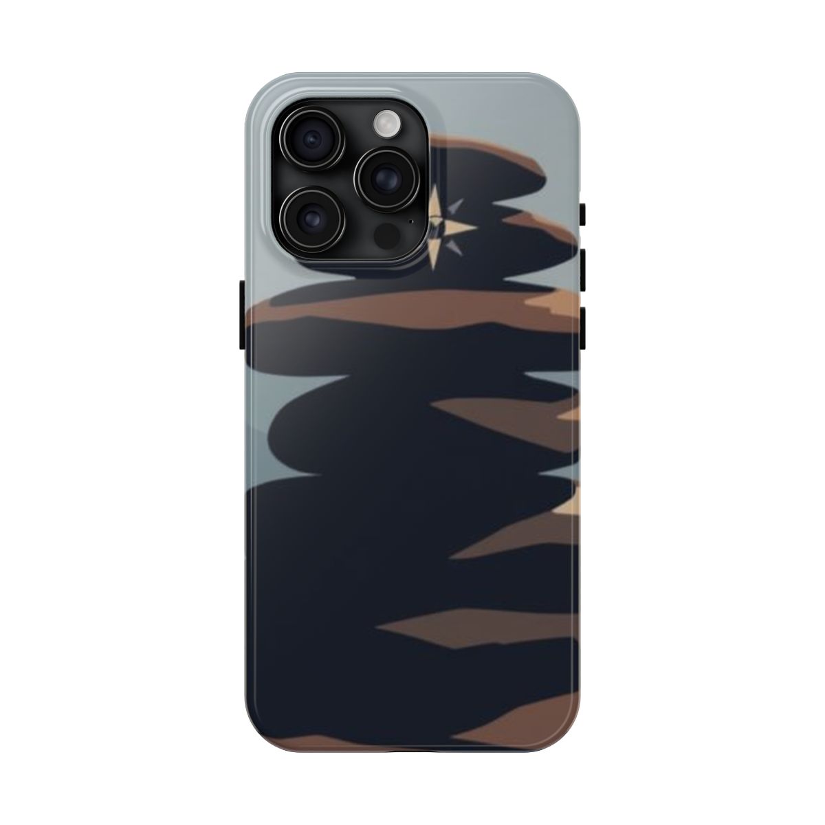 Cairn Compass summit marker phone case, shown on iPhone 15 Pro Max