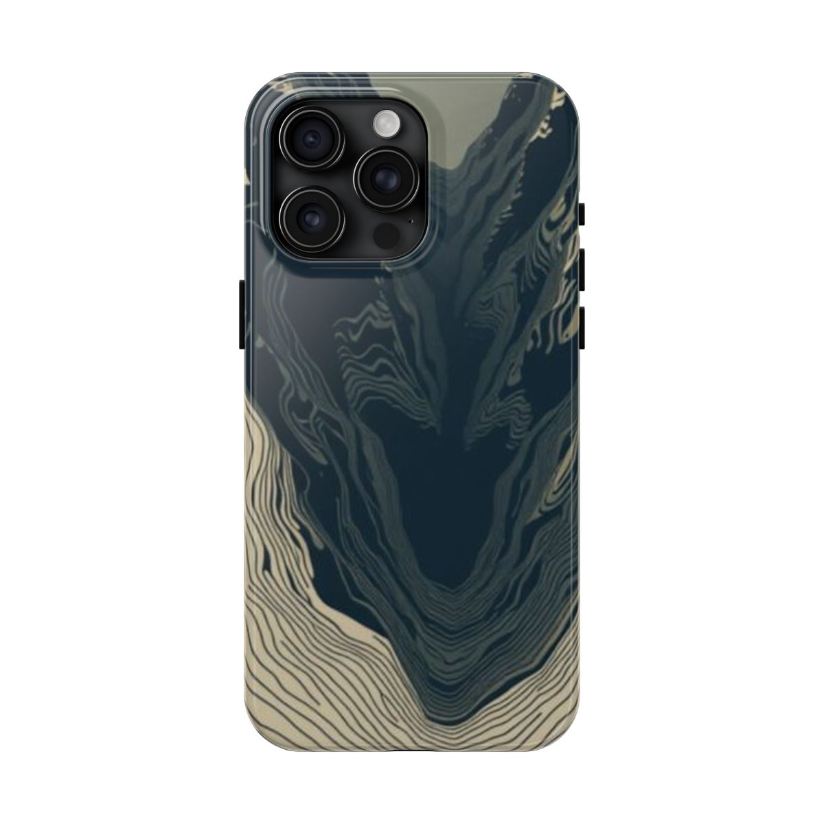 Canyon Elevation topo map phone case, shown on iPhone 15 Pro Max