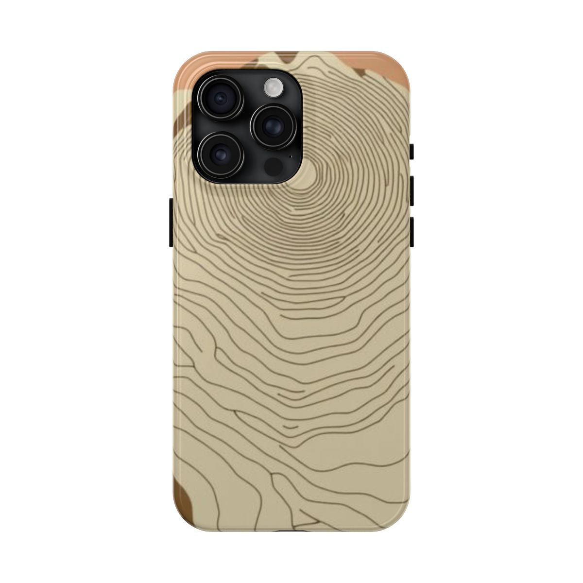 Contour Quest topo map phone case, shown on iPhone 15 Pro Max