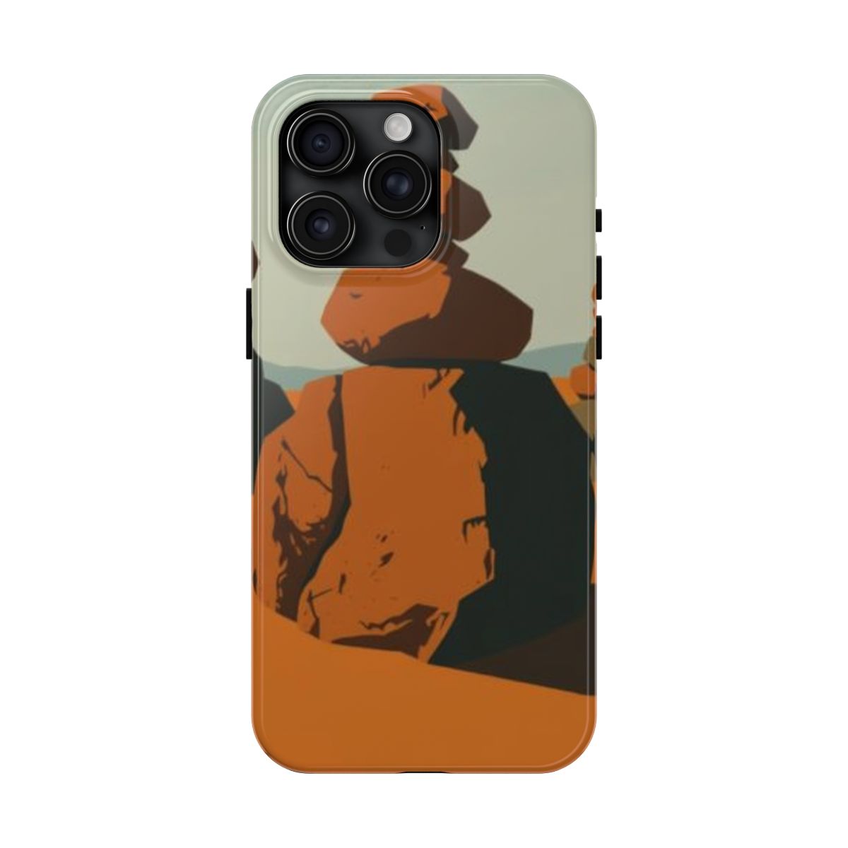 Canyon Cairn trail blaze phone case, shown on iPhone 15 Pro Max